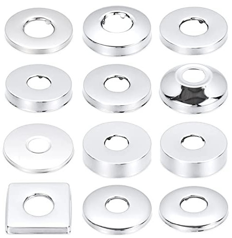 JRJUBB 2 Pack 21mm (1/2 Inch) Silver Stainless Steel Rosette Tap Cover Pipe Cover Wall Rosette for Shower Fittings, Taps, Radiators