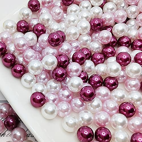 Niziky 300 Stück 8 mm Bastelperlen ohne Löcher, weiß/lila, lose Perlen ohne Löcher, runde Perlen, Vasenfüller, Perlen zum Basteln, Hochzeit, Geburtstag, Party, Heimdekoration