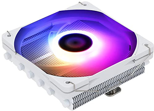 Thermalright AXP120-X67 WHITE ARGB Enfriador de aire de CPU de perfil bajo con ventilador PWM de 120mm TL-C12015W-S, 4 tubos de calor, 67mm de altura, AMD AM4/Intel LGA 1700/1150/1151/1200/2011/2066