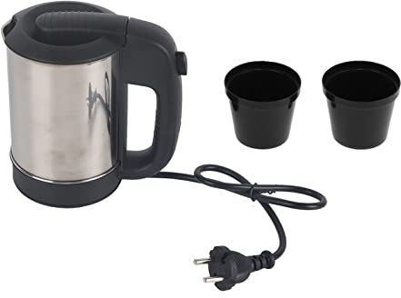 Mini Hervidor Eléctrico, Portátil Acero Inoxidable 0.5L Tamaño Viaje Hervidor Agua Caliente Apagado Automático Ebullición Rápida 1000w Tapa Apertura Amplia 2 Tazas Adecuado Café Té Enchufe UE 220V