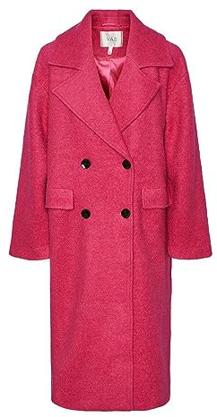 YAS Mila LS Wool Mix Coat S. Noos Abrigo de Lana, Fucsia y Morado, XXL para Mujer