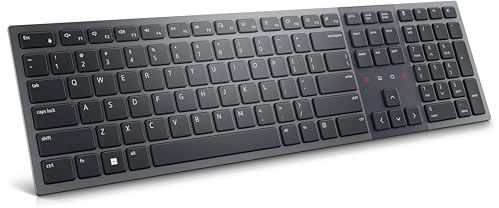 Dell Pro Premium Collaboration Tastatur KB900 – Kabellos 2.4 GHz Bluetooth 5.1, Wiederaufladbar, Scherenmechanik, Hintergrundbeleuchtet, Zoom-Zertifiziert, QWERTZ Deutsch, Graphite
