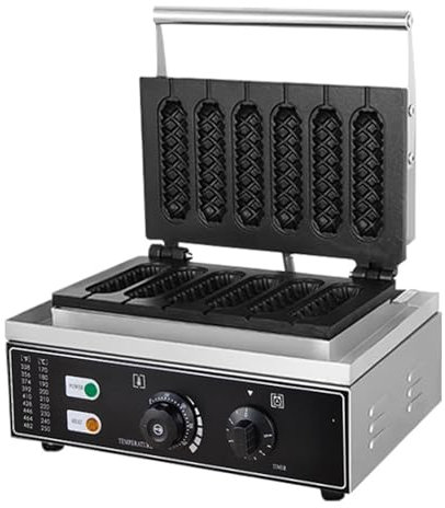 6pcs Waffle Stick Maker, Stainless Steel Waffle Stick Maker Corn Hot Dog Waffle Maker Machine Non-Stick Waffle Irons 50-300℃ Temp Control For Home Commercial Use (Color : Stainless steels, Size : 6