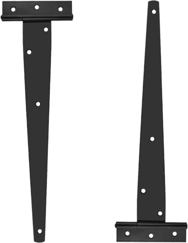 TOVOT 2PCS 12Inch T-Shape Shed Door Hinges Heavy Duty Barn Door Hinges Outdoor Gate Hinges Black Hinges for Fence Gate Window