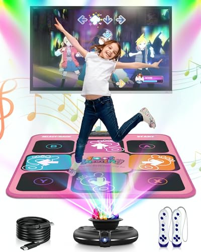 Acelufly Tappetino da Ballo per Ragazze, Musica Senza Fili Elettronica Dance Pad per la TV con Telecamera HD, Festa di Famiglia/Compleanno/Regalo di Natale per 4 5 6 7 8 9 10 11 + Bambini Anni