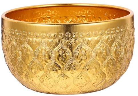 Luxshiny Ensaladera dorada, cuencos de metal antideslizantes para aperitivos, cuencos pequeños de 14 cm para salsas, arroz, fideos, helado, avena, frutas