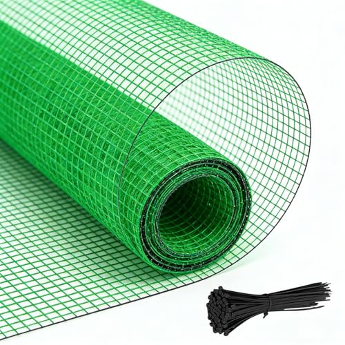 Quobiad Garden Fence Temporary Fence, 4'x100' with 50 Zip Ties, Plastic Fencing Safety Fence Snow Fence, Construction Fencing for Garden Fencing, Animal Barrier, Poultry, Deer, Patio, Green
