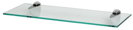 Harbour Housewares 1x Klar 50cm Schwebendes Wandregal aus Glas - Badezimmer Dusche Küche Regale Lagerung Anzeigeeinheit mit Silberne Klammern