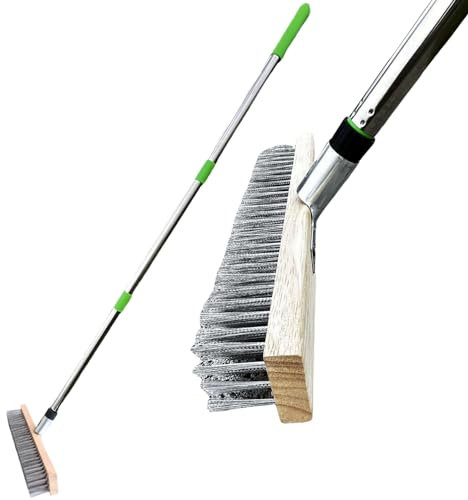 Drahtbesen im Freien, steifes Borstenbesen mit 1,2 m Teleskopgriff, Hochleistungsdeck -Schrubber, Outdoor Push Besen für Terrasse, Deck, Garten