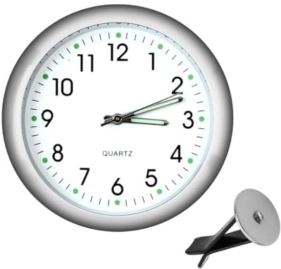 COONE Tableau De Bord Adhésif Voiture Horloge Avec Clip, Lumineux Mini Analogique À Quartz, Évent Horloge, Auto-Adhésif Voiture, Bateau, Vélo, Maison