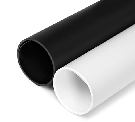DUCLUS 2pcs Photography Backdrop 93.5x48.5 cm, White Black Photo Backdrop | Matte PP Waterproof Tabletop Photo Backgrounds for Small Product Photography Food Jewellery Cosmetics