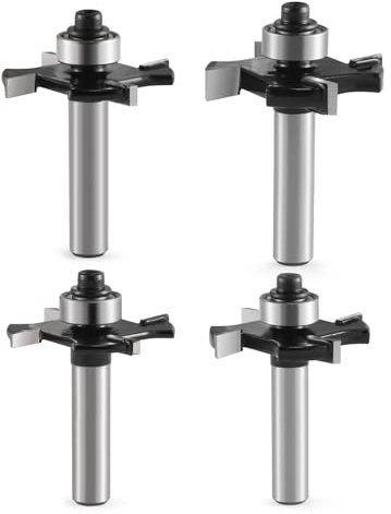 Trvoxviq Fresa a disco da 8 mm, 4 punte per router a forma di T, 4 pezzi, fresa a disco L 3 mm, 4 mm, 5 mm, 6 mm, accessori professionali durevoli e affilati per utensili per la lavorazione del legno