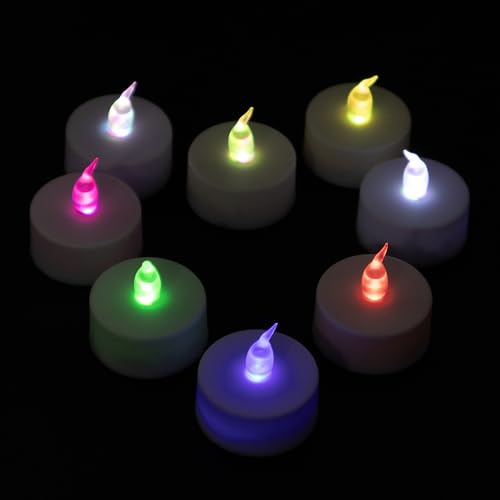 D.A.Y. Republic 8 bougies LED multicolores qui changent de couleur, sans flamme et résistantes au vent, avec des couleurs arc-en-ciel, longue durée de vie, fonctionnent avec des piles, fausses bougies