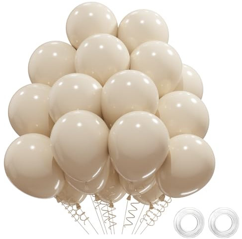 Globos Blancos De Arena 52 Piezas 12 Pulgadas, Globos De Cumpleaños De Látex Blancos De Arena, Con 2 Cinta, Para Niños De Decoracion Cumpleaños, Bodas, Graduación, Decoracion Fiesta