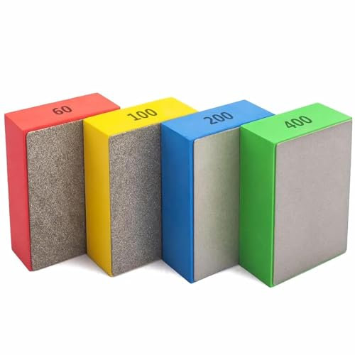 Fliesen Schleifpad，Glas Schleifpads 4 StüCk，Diamant Handschleifpads，Fliesen KantenschleiferfüR Granit, Marmor, Keramik 60#100# 200# 400#