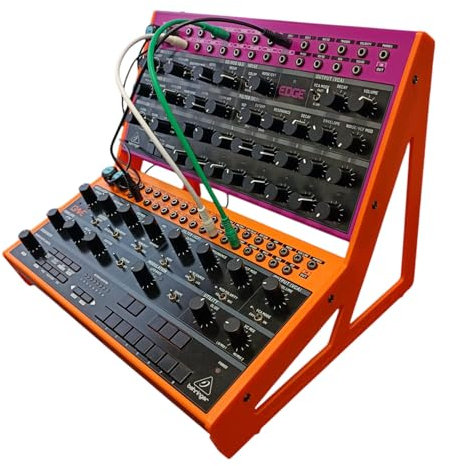 Acid Console Eurorack Desktop Ständer, 2x Behringer Edge, Crave, Spice oder Grind Synthesizer Halterung, 15° und 60° Winkel, NeonOrange