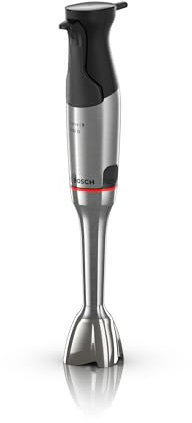Bosch Stabmixer ErgoMaster Serie 6 MSM6M830, einhändig bedienbar, 4 Edelstahl-Klingen verschleißfreie Keramik-Kupplung,luftgekühlter Motor, mit Messbecher, Zerkleinerer, 1.200 W