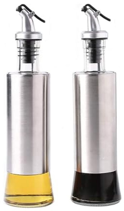 Set 2 Bottiglia di Olio 300ml - Oliera Per Olio e Aceto - Dispenser Acciaio Inossidabile, Prova della Polvere EA Prova di Perdite con Beccuccio Salvagoccia Oliera Bottiglia, Utensile da Cucina -747497