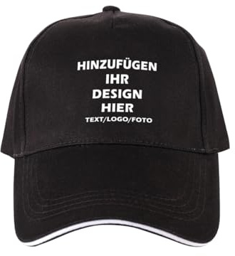 ROHBVMN Basecap personalisiert für Herren & Damen mit Foto/Logo/Text | Verstellbare Trucker Cap | Mesh Cap selbst gestalten | Baseball Cap Männer Frauen | Snapback Schildkappe Schwarz