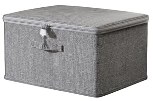 ACESOME - Scatola richiudibile con 4 chiavi, in tessuto, con serratura, organizer pieghevole per vestiti (grigio, 30 x 20 x 14 cm)