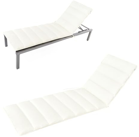 HAVE A SEAT Living - Auflage Gartenliege | Flair 200x70 cm - Weiche, Dünne Universal Sonnenliege Auflage - Bequem, Wetterfest, Waschbar bis 95° C - Made in Germany (200x70 cm, Weiß)