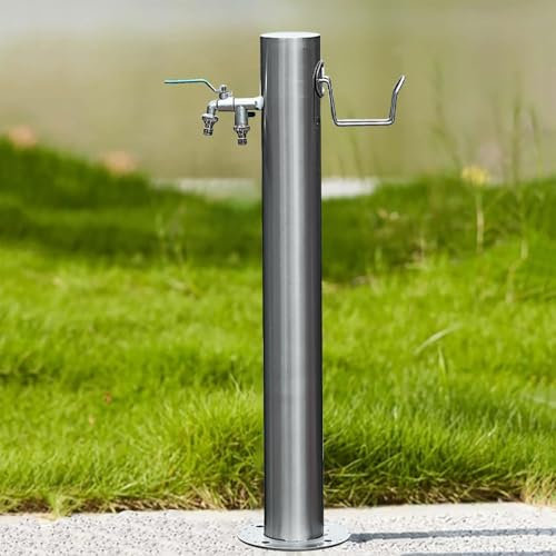 Rubinetto per acqua da giardino a colonna in acciaio inossidabile, colonna per rubinetto da esterno fontana indipendente con supporto per tubo flessibile, colonna per rubinetto da pavimento(Height 50c