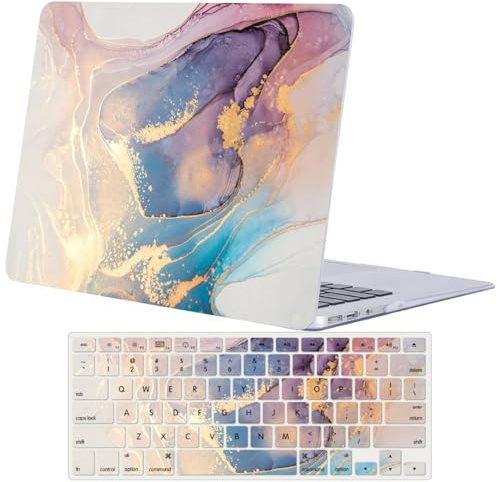 FFBOFFC Hülle Kompatibel für MacBook Pro 13 Zoll 2012 2011 2010 2009 2008 Alte Version Modell A1278 mit CD-ROM, Plastik Hartschale Schutzhülle Case & Tastaturabdeckung, Klassischer Marmor