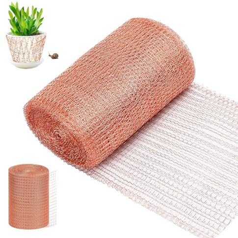 LIDEYE Kupferband Gegen Schnecken,12.7cm x 6m Kupfergitterrolle Schneckenschutz,Schneckenzaun Kupfer,Kupferdraht gegen Schnecken,für Schneckenabwehr, Mäuse Abwehr