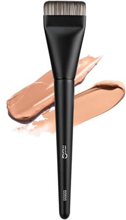 MSQ Flat Foundation Brush Black for Liquid Makeup Cosmetics Applicator | Ultra Thin Bristles Makeup Brush Flat Top Thin Traceless Concealer Brush