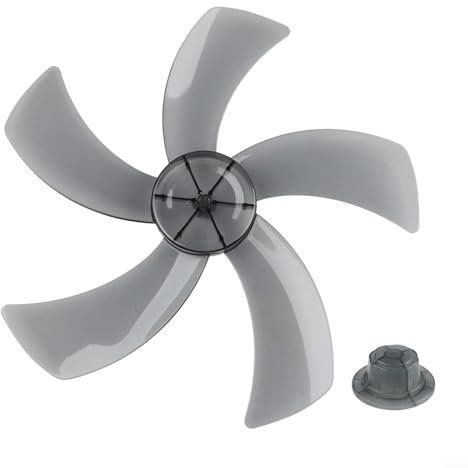 18 Inch Plastic Fan Blade Replacement Five-blade Design With Mounting Nut Cover For Floor Fans Home Office Refrigeration Equipment PP Material 430Mm(Transparent Black)