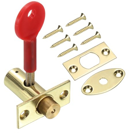 PATIKIL Núcleo De Cilindro De Acero 16 mm Dorado Brillante/Rojo | Cerradura De Mortaja Oculta, Con Tubo Oculto Y Llave, Para Herrajes Puerta