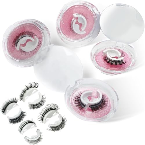 Selbstklebende Wimpern Künstliche Wimpern Wiederverwendbar kein Kleber oder Eyeliner Nötig-Natürlich dicht Curling 3D Wimpern fake lashes einfach zu tragen Wasserdicht Falsche Wimpern 4 Paar