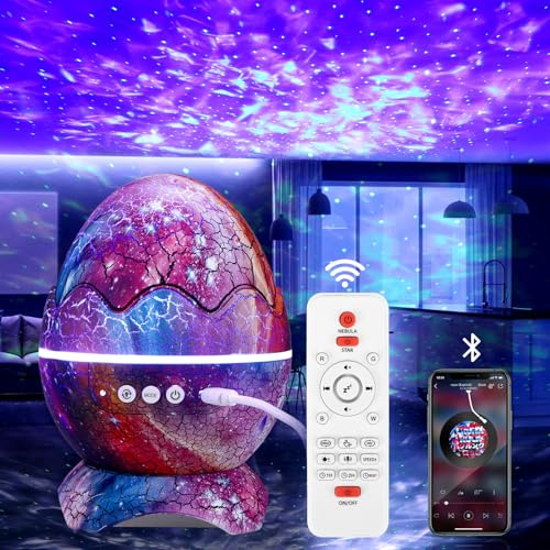 Dinosaur Egg Galaxy Star Projector, Star Projector Night Light with Bluetooth Speaker,White Noise,Timer and Remote, Aurora Projector Various Light Effects Dinosaur Egg Night Light for Kids Adults Gift