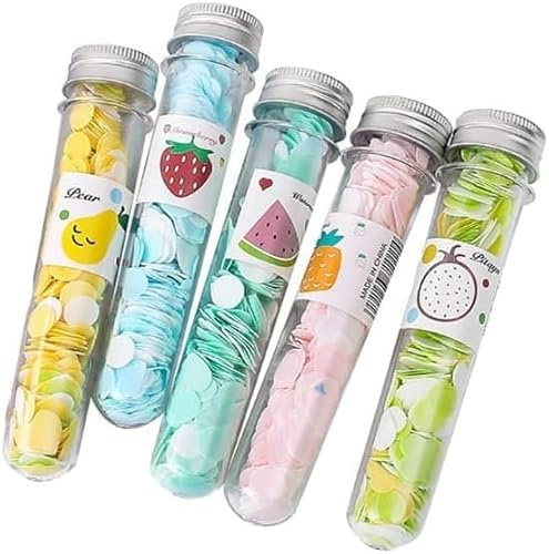 Elzhan 5 Boxes Multicolor Portable Disposable Paper Soap Confetti Sheets Soap Flakes for Washing Hand Cleansers Care Bath Toiletry Bathing