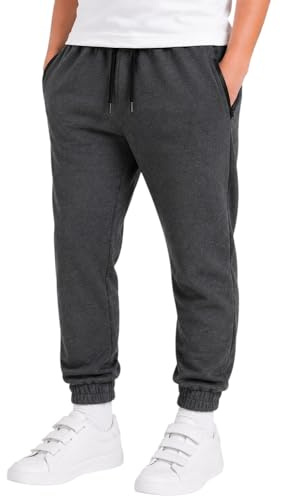 ITRAT Kids Jogger Pants for Boys Girls Soft Fleece Sweatpants with Elastic Waist Comfortable Active Wear for School PE Trouser, Sports & Everyday Use (7 Years, 8 Years, CHR) Charcoal Grey