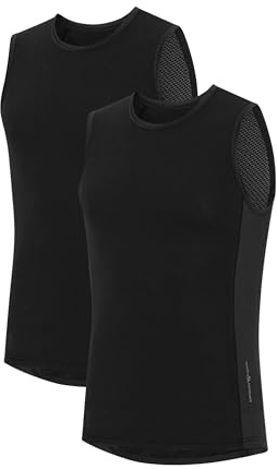 DANISH ENDURANCE Mesh Base Layer for Cycling Men, Sleeveless Cycling Vest, Lightweight Breathable Mesh, Anti Odour, Second-Skin Fit, 2 Pack