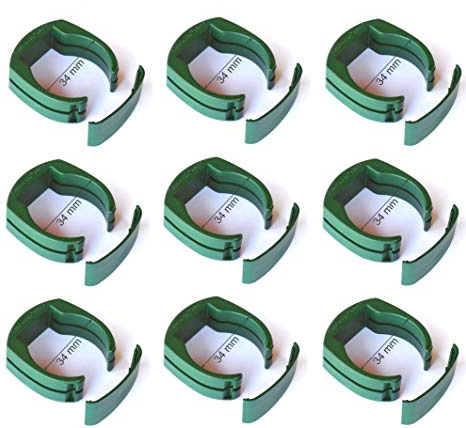 Fix Clip Pro Zaunbefestigung Ø 34 mm – 9 Stück Zaunclips für Rundpfosten – Pfostenschelle für Schweißgitter & Maschendraht – Zaun Befestigung ohne Bohren – RAL 6005 Moosgrün
