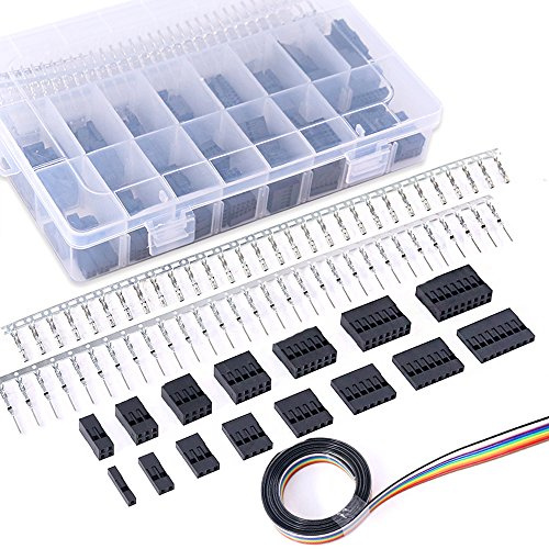 Glarks 700 Stück 2,54 mm Steckverbindergehäuse und Stecker/Buchse Stiftverbinder mit 10 Drähten, Regenbogenfarben, flaches Flachbandkabel, kompatibel