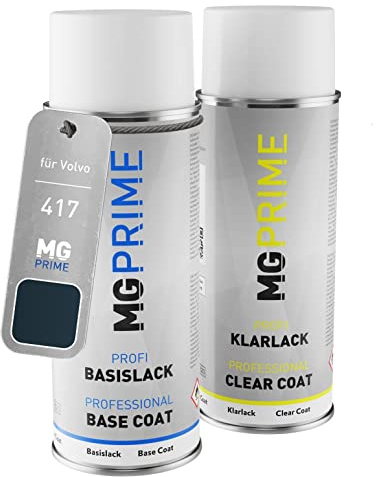 MG PRIME Billack Spray can set för Volvo 417 Nautic Blue Pearl/Nautic Blue Metallic Base coat klarlack spray can 400ml