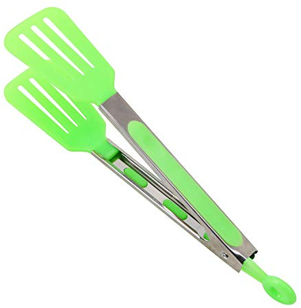 pinze da cucina in acciaio inox e silicone, pinze da insalata con punte in silicone antigraffio, pinze da portata con impugnatura in silicone antiscivolo, facili da impugnare per il massimo comfort