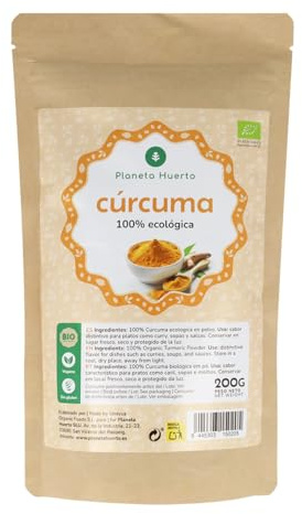 Planeta Huerto | Cúrcuma Molida en Polvo Ecológica - 200 gr | Especia 100% Natural de Sabor Intenso y Picante Para Todo Tipo de Recetas de Cocina | Alimentos Ecológicos, Orgánicos