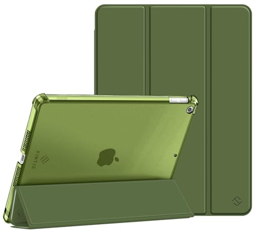 Fintie Hülle für iPad 9./8./7. Generation 10.2 Zoll (Modell 2021/2020/2019) | ultradünne leichte Schutzhülle mit Stifthalter, transparenter Rückseite Case Cover, Auto Schlaf/Wach Funktion, Olivgrün
