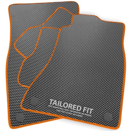 Rubber Car Mats for Dacia Duster II [WITHOUT PASSENGER DRAW] (2017-2024) Exclusive Diamond Rubber with Orange Ribbed Trim [2541]