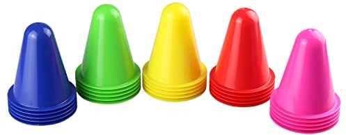 Idena 40622 Pylons 25 Conos de Advertencia de plástico, Aprox. 8 cm de Alto, apilables, para Deportes, Ocio, Slalom, fútbol y Clubes