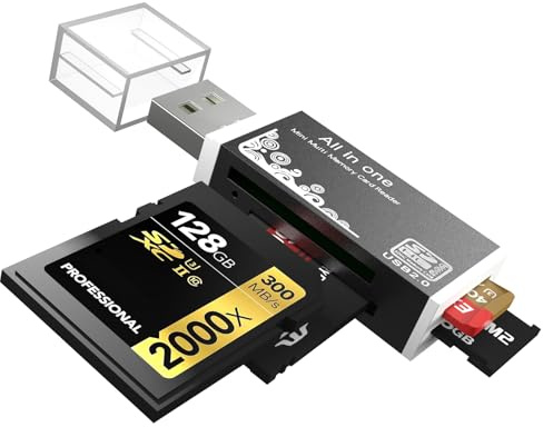 Lector de tarjetas micro SD, lector de tarjetas SD 4 en 1 a adaptador USB, lector de tarjetas de memoria para MS Duo/Pro, tarjeta M2, SDXC, SDHC, MMC, RS-MMC, Micro SDXC, Micro SDHC y tarjeta TF (1