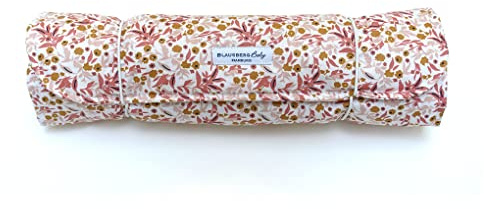 Blausberg Baby - Wickelunterlage für unterwegs - beschichtet, abwischbar - Materialien Oek-Tex Standard zertifiziert - Made in Germany- Blumenwiese Rosa Beige
