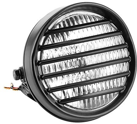 KIMISS 6in Motorcycle Round Headlight Grill Lens Cover 35W Halogen Bulb Universal Motorbike Headlamp (Transparent glass)