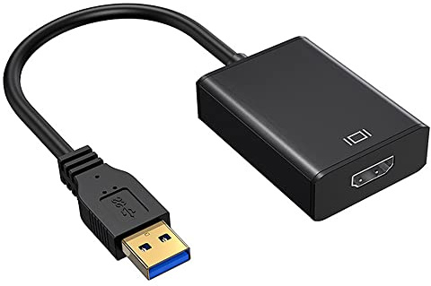 Puseky Adaptateur USB vers HDMI, adaptateur USB 3.0/2.0 vers HDMI 1080p Full HD multi-affichage vidéo sortie audio plusieurs moniteurs compatibles avec Windows XP/7/8/8.1/10/11 pour PC, ordinateur