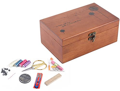 dsheng Set di Scatole da Cucito Organizer in Stile Vintage 8,9X5,7X3,9 Pollici Kit per la Casa per Cappelliere (Cofanetto tarassaco)