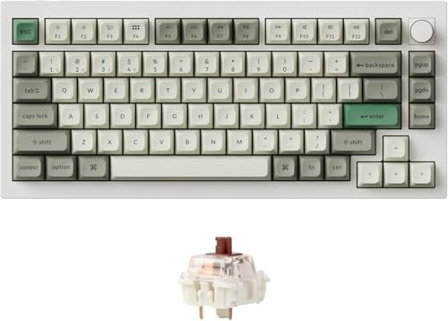 Keychron Q1 Max QMK/VIA Kabellose Mechanische Tastatur, Vollmetall, Programmierbarer Knopf, 2.4 GHz/Bluetooth/Kabelgebundene Tastatur mit Hot-Swappable, Shell White, Gateron Jupiter Brown